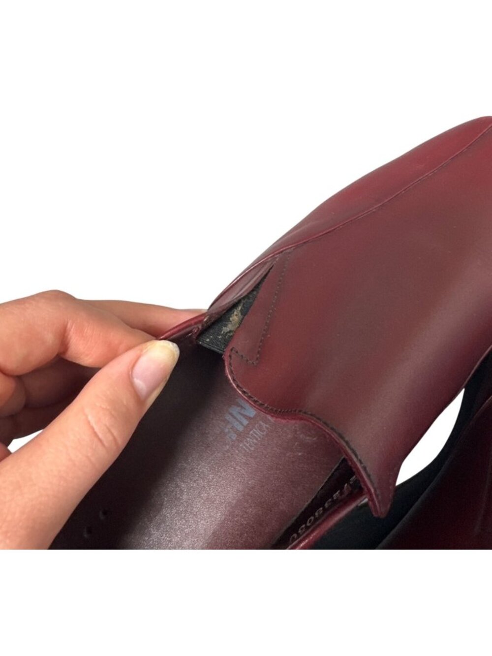 Mephisto Air-Techno Women's 9 Burgundy Leather Wedge Slip On Shoes Square Toe - Picture 11 of 13
